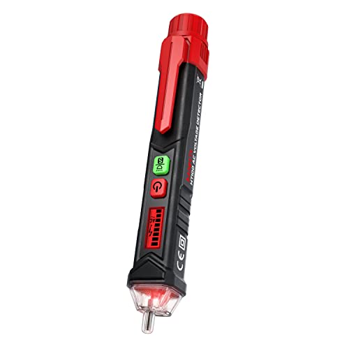 Tester di Tensione Senza Contatto, KAIWEETS Cercafase, Rilevatore di Tensione a Doppia Sensibilità 12V/48V-1000V, Display LCD, Test Filo Fase/Neutro, Torcia, Allarme Acustico