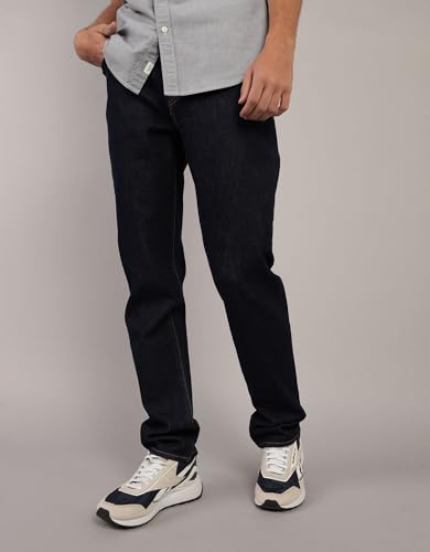 اميريكان ايغل سروال جينز ايزي فليكس + تينسل للرجال بقصة ضيقة ومستقيمة من الفايبر مقاس 38 عرض × 32 طول، لون دارك رينس