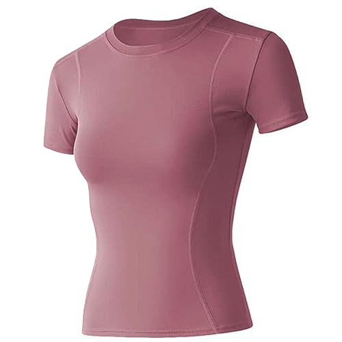 Image of Loovoo Women Workout Shirts, 1 /2 /3 Pack Short Sleeve Compression Tee | Tight Fit Gym Basic Tops, Athletic Quick Dry Crew Neck 4-Way Stretch, Flat Seams Ideal for Yoga, Gym, Running and Daily Wear