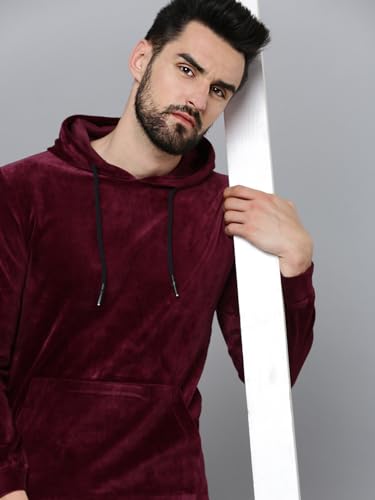 Image of SHOWOFFFF Men Solid Pullover Sweatshirt | Hooded Full Sleeves Cotton Sweatshirt's for Mens | Slim Fit Regular Length Sweatshirts for Men's