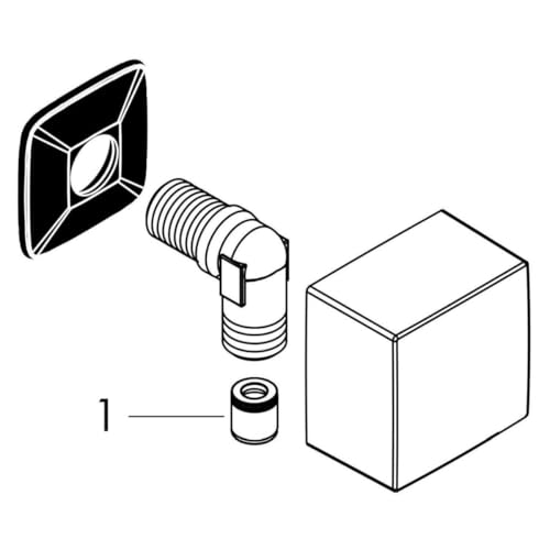 hansgrohe FixFit - eckiger Wandanschluss mit Rückflussverhinderer, Schlauchanschluss Dusche, Wandanschlussbogen, Chrom, 1.00