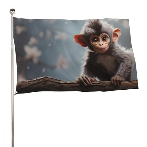 Drapeau de jardin singe mignon grand format 152cm décor de ferme