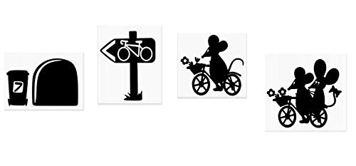 Tableau d’autocollant mural avec motifs de la souris qui faire du vélo, des petits cœurs et le Graffiti pour une chambre d'enfant Cover