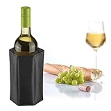 Drivstraw Funda térmica para botellas de champán, cerveza y bebidas, reutilizable, relleno de gel, se adapta a botellas estándar de 750 ml, color negro (paquete de 1)