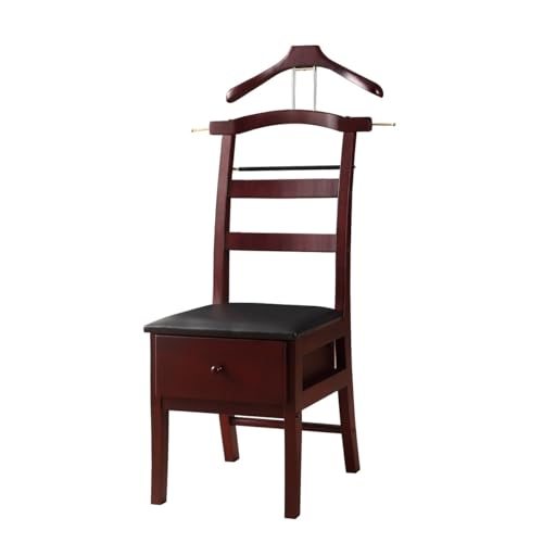 Consejos para Comprar Galanes de noche y soportes para trajes para comprar hoy. 45 ZCXBHD Galán De Noche con Asiento Madera Perchero De Pie Moderno I Galán De Noche Moderno para Vestidor con Cajón De Almacenamiento Barra De Pantalones(Brown AA)