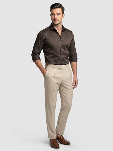 Image of BEYOUNG Regular Fit Formal Satin Shirt for Men | Full Sleeves | Men's Stylish Satin Silk Shirt | Formal Shirt | Buttondown Collar | Satin Solid Shirt for Men