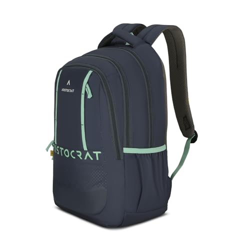 Image of Aristocrat Grid 15.6 inch Compatible Laptop Backpack 32L | 3 Compartments with Quick-Access Front Pocket | Tablet Sleeve, Rain Cover & Bottle Holders | Office & Casual Backpack for Men & Women (Grey)