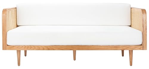 SAFAVIEH Couture Collection - Petroski French Cane Sofa, Natural Wood Frame with Natural Rattan Sides, Modern Design (DUP1007B)