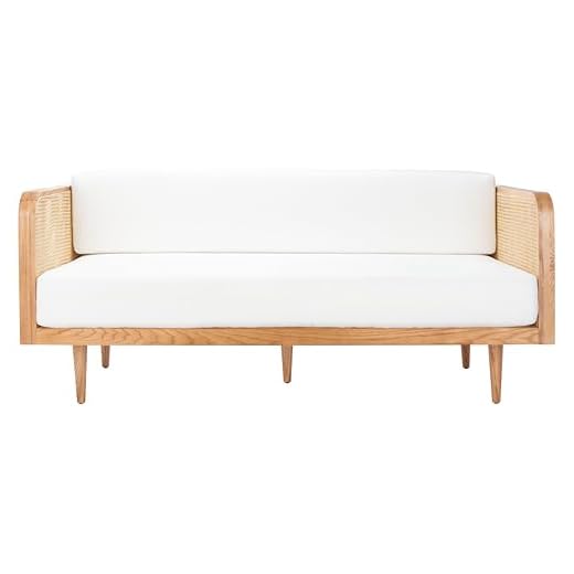 Safavieh Couture Helena French Mid-Century Natural and Beige Rattan Daybed