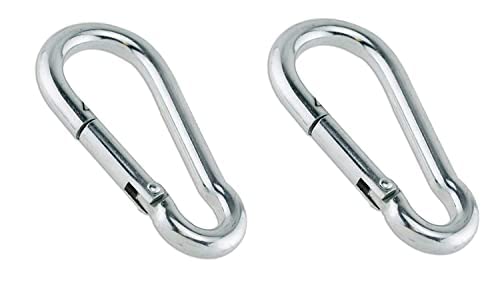 SPYNET Metal Heavy Duty Eye Clasp Multipurpose- Best for Spring Pet Buckle, Key Chain for Linking Dog Leash Collar, DIY Project Silver Color (Pack of 2) (Safety Hook)