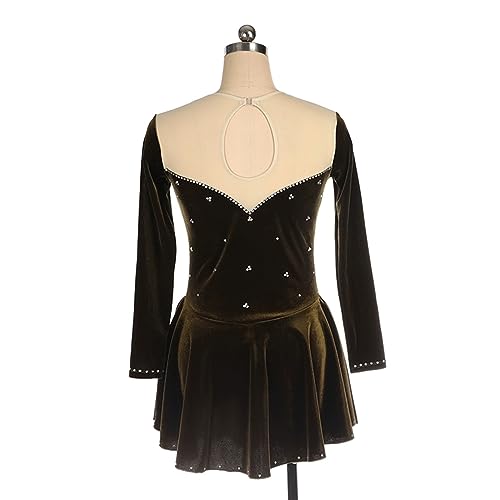 Vestido de Patinação Artística, Temperamento Veludo Strass Competição de Patinação Artística Traje d