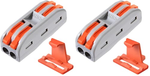 25pcs Conductor Compact Connectors Lever Wire Nut Electrical Connectors with Fixed Base for 2 Circuit Inline Splices 28-12 AWG (Pack of 2)