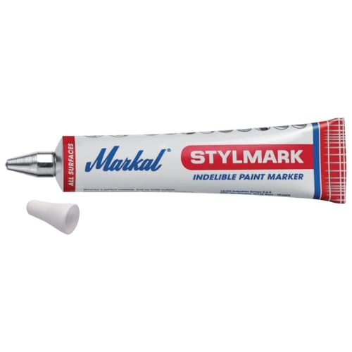 Markal 96652 Stylmark Marqueur, Pointe bille 3 mm en acier, Blanc, 1 Unité (Lot de 1)