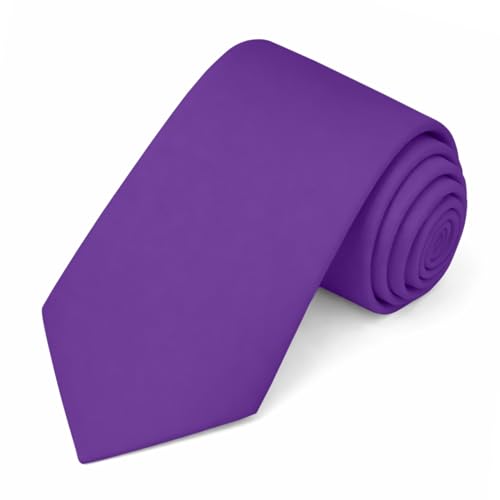 Jacob Alexander Men's Extra Long Solid Color Tie - Purple