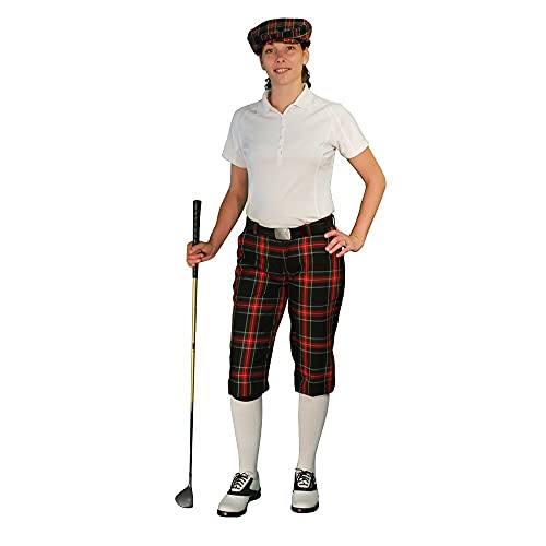 Golf Knickers Outfit - Stewart Collection - Matching Golf Cap and Over-The-Calf Socks: Ladies 'Par 5' - Black Stewart - 14
