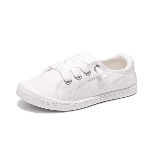 Kids Slip On Canvas Sneakers, Elastic Laces Low Top Casual Shoes White by BENEKER - Used condition - US$15.89