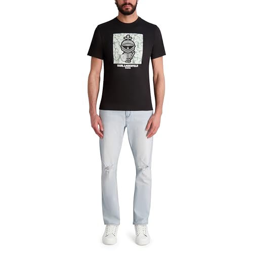 KARL LAGERFELD Men's Short Sleeve Karl Knight Crewneck Graphic Design T-Shirt2