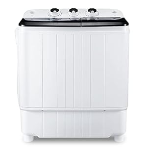 HABUTWAY 17.6Lb Portable Twin Tub Washing Machine with Gravity Drain Pump – For Apartments, Dorms, RVs