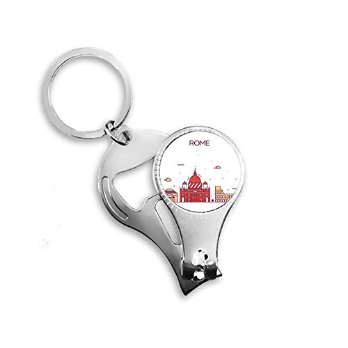 Rome Italy Flat Landmark Pattern Nail Nipper Ring Key Chain Bottle Opener Clipper