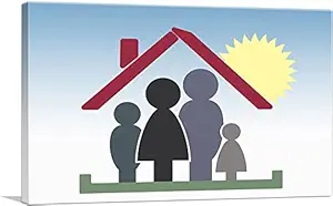ARTCANVAS Family House Insurance Real Estate Office Business Canvas Art Print Stretched Framed Painting Picture Poster Giclee Wall Decor - 18