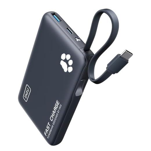 INIU Power Bank, Mini Tamaño 20 W 10000 mAh Power Bank con cable USB-C integrado, PD3.0 QC4.0 USB C Entrada y Salida, pequeña pero fuerte batería externa para teléfono móvil para iPhone 15 14 13 12