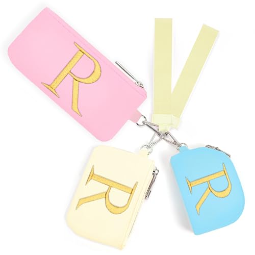 Mini Zip Around Keychain Wristlet Wallets for Women and Girls: Three Coin Purses with 2...