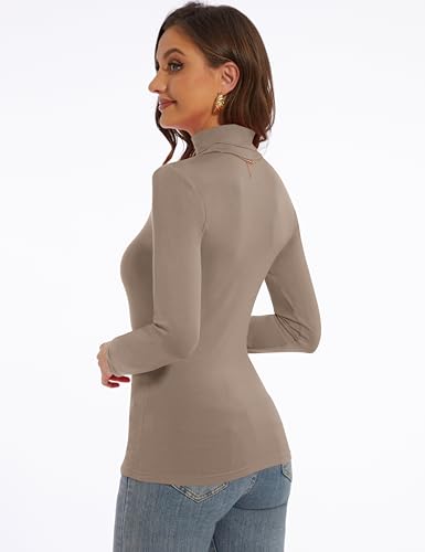 Image of Women's Turtleneck Long Sleeve Shirts Slim Fitted Lightweight Base Layer Casual Tops