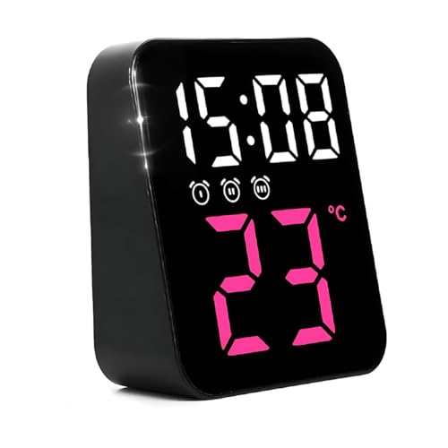 Rel&oacute;gio Digital de Mesa e Parede Mini Despertador Display Led Luz Noturna USB ou Pilha Temperatura...