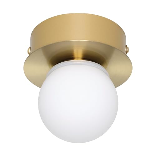 Eglo Plafonnier LED Mosiano, petite lampe de plafond en forme de boule, éclairage pour salle de bains en métal en laiton et verre en blanc, blanc chaud,...