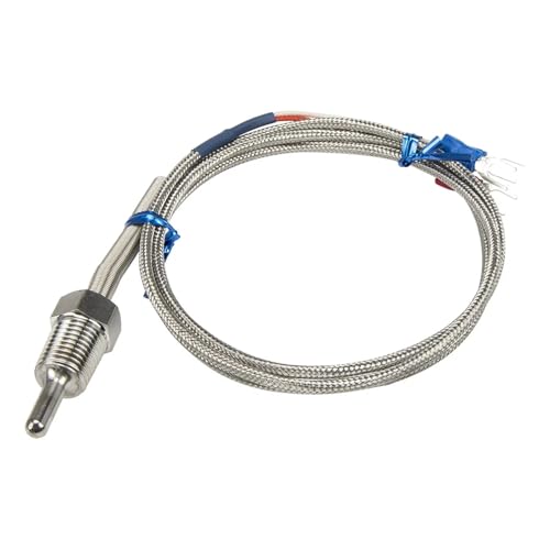 Sensor de temperatura PT100 con cable trenzado de metal de 1m y sonda de 30mm