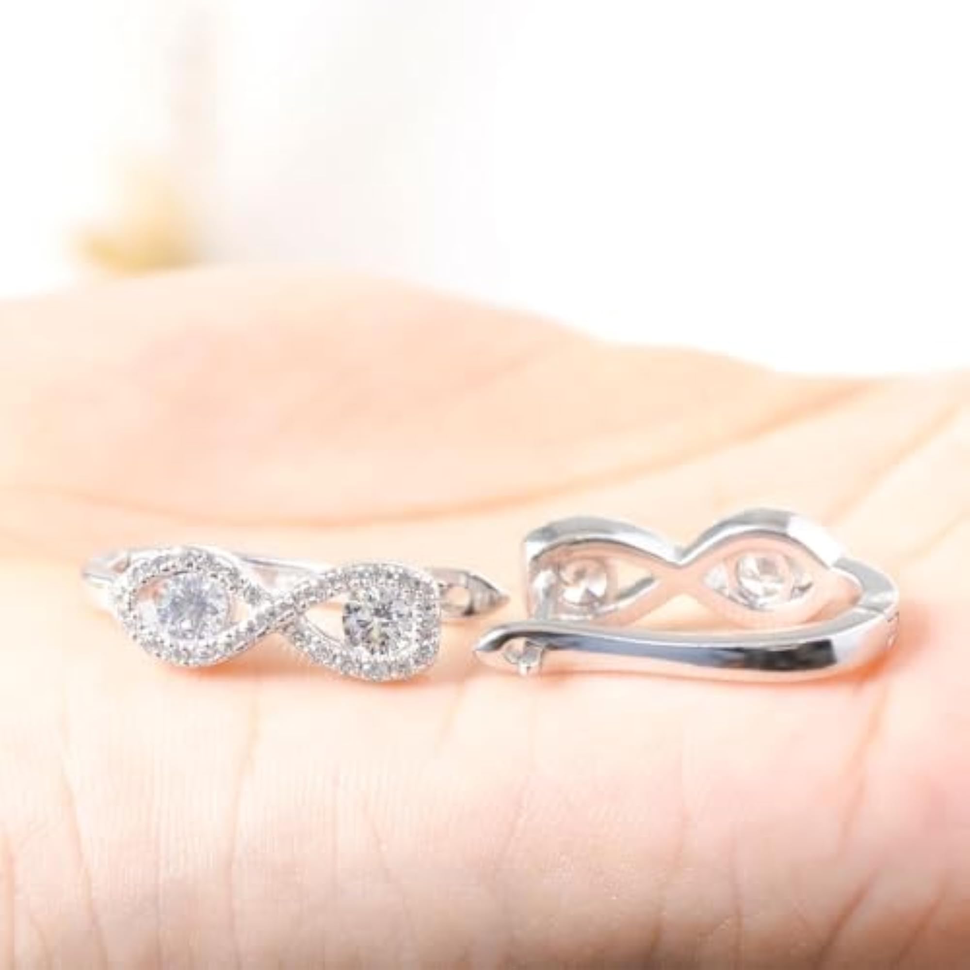 Women's 925 Sterling Silver Infinity Hoop Earrings, Premium CZ