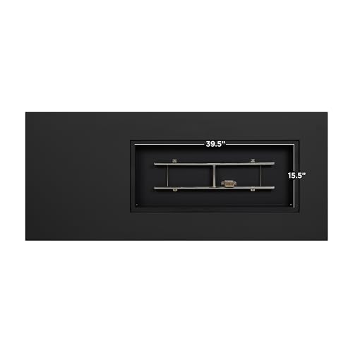 Image of Real Flame Aegean 72in Rectangle Propane or Natural Gas Fire Pit Table, 65,000 BTU, Powder-Coated Steel, Push-Button Ignition, CSA Certified, Stainless Steel Burner with Lid (Black)