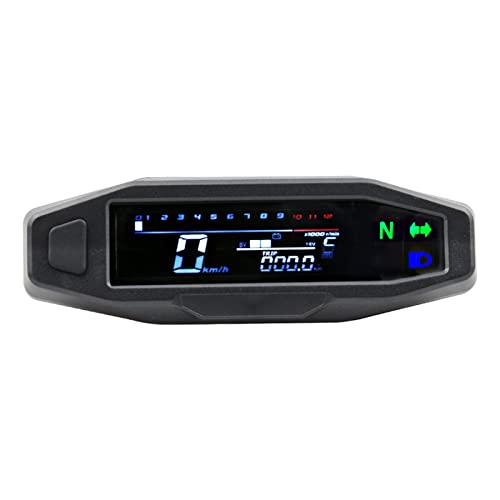 Shkalacar Motorrad Digitaler Tachometer, Drehzahlmesser mit 1-6 Gang LCD Display, Blinker, Hintergrundbeleuchtung, Kilometerzähler und Vergaser für die meisten Motorradmodelle(mit Kabel)