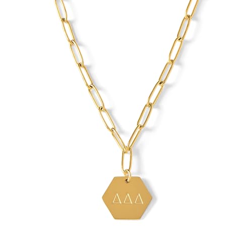 Sorority Shop DDD Paperclip Necklace - DDD 18K Gold Plated Sorority Gifts, Long-Lasting Delta Gifts for Women