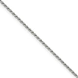 The Black Bow 1.5mm Rhodium Plated Sterling Silver Solid D/C Rope Chain Necklace, 24 Inch