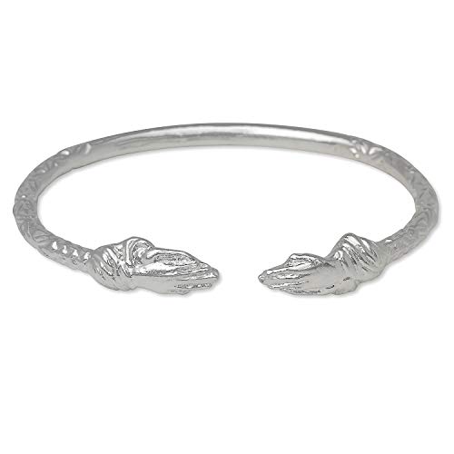 Praying Hands Ends West Indian Bangle.925 Sterling Silver, 1 piece