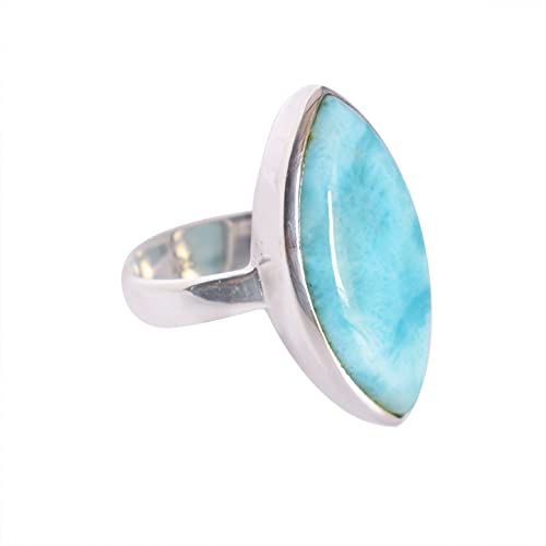 Bague Larimar argent 925 fait main avec filigrane d'exception