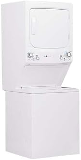 GE White GUD27EESNWW 27"" Electric Laundry Center with 3.8 cu. ft. Washer Capacity and 5.9 cy. ft. Dryer Capacity in White