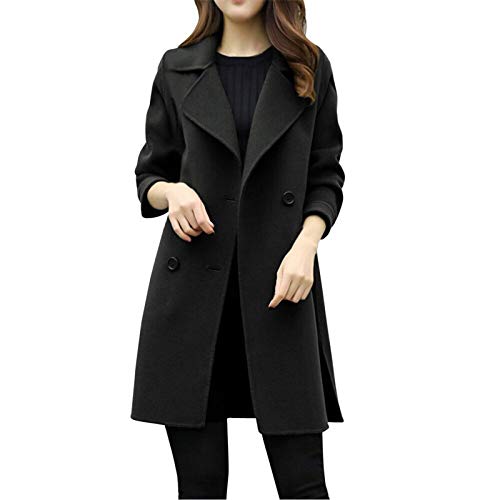 Manteau mi-long en laine synthétique noir XL pour rompre avec le froid hivernal