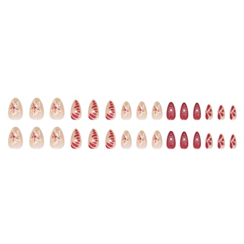 24 uñas artificiales de almendra con elegantes diseños de flores 3D, accesorios de uñas para mujeres elegantes, uñas a presión