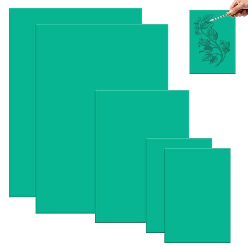 Varenzya 5 Pièces Linogravure Plaque, Vert A4 A5 A6 Plaque Linogravure, Épaisseur 3 mm, Feuilles Plaques Caoutchouc Souple à Graver pour Gravure et DIY Impression en Relief (2A4 + A5 + 2A6)