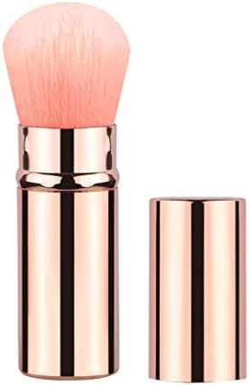 Retractable Kabuki Makeup Brushes, Travel Face Blush Brush, Highlighter Flawless Portable Powder Brush (Rose Gold)
