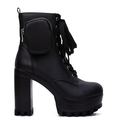 Cape Robbin Monik Platform Chelsea Ankle Boots With Chunky Block Heels For Women, Women's Booties With Pocket - Black Size 8 #TOP24