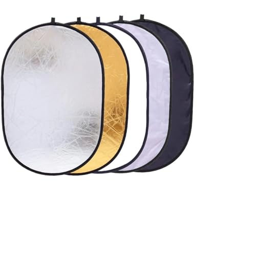 QCKNKMGG Fotografia con riflettore Luminoso Diffusore Pieghevole for riflettore di Luce Ovale 5 in 1 for Fotografia, Dimensioni Multiple Multicolori(60x90cm)