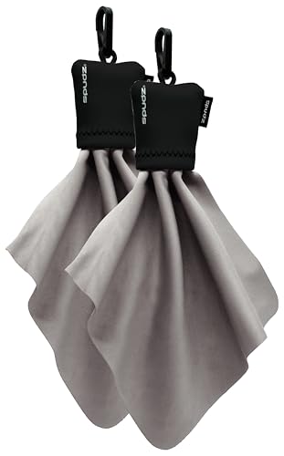 SPUDZ Classic Microfiber Lens Cleaner – Clip-On Pouch, Washable – for Binoculars, Scopes, Glasses, Screens | Black, 6 x 6 Inch (2-Pack)