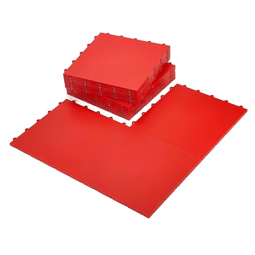 InOut Flooring Hard Tiles Red 15 - High Durability Colored Flooring Tiles - Interlocking Versatile Training Surface - Roller Skate Derby Indoor&Outdoor, Dance Floor Tiles, Sports Floor