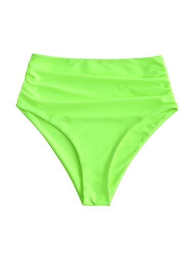 Image of ZAFUL Women High Waisted Bikini Bottoms Ruched Swimsuit Bottom Tummy Control Bathing Suit Bottoms
