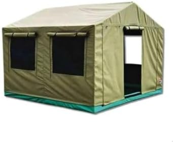 Novafurn Canvas Camping Tent 3.7m x 3.2m with Roll-Up Windows | Weather-Resistant Fabric, Two Roll-Up Windows, Roll-Up Door Entry, Reinforced Seams,NO FLOOR MAT