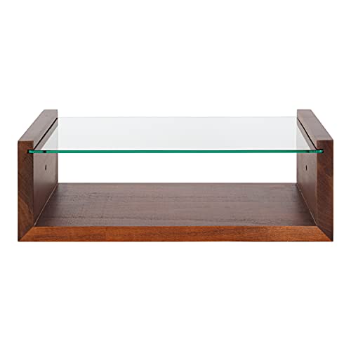 Kate And Laurel Holt Midcentury Floating Shelf, 18 X 10, Walnut Brown, Sophisticated Glass And Storage Shelf For Storage And Display #TOP7