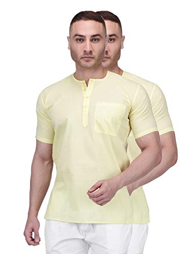 Image of Rajubhai Hargovindas Men's Pure Cotton Short Kurta | Pack of 2 |
